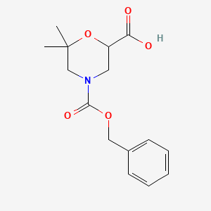 molecular formula C15H19NO5 B2371655 6,6-Dimethyl-4-phenylmethoxycarbonylmorpholine-2-carboxylic acid CAS No. 2287313-61-3