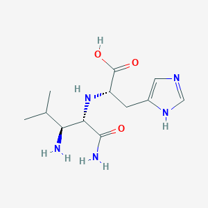 molecular formula C15H25N3O6 B237166 N-(2-Amino-1-(aminocarbonyl)-3-methylbutyl)histidine CAS No. 134359-69-6
