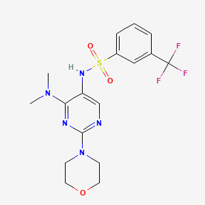molecular formula C17H20F3N5O3S B2371661 N-(4-(二甲氨基)-2-吗啉嘧啶-5-基)-3-(三氟甲基)苯甲磺酰胺 CAS No. 1795443-21-8