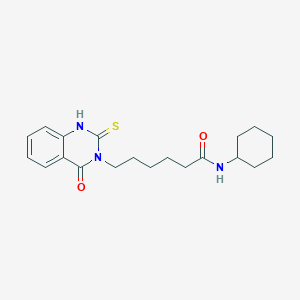 molecular formula C20H27N3O2S B2371665 N-ciclohexil-6-(4-oxo-2-sulfanylideno-1H-quinazolin-3-il)hexanamida CAS No. 403723-32-0