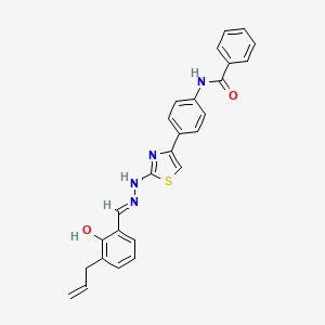 molecular formula C26H22N4O2S B2371679 (E)-N-(4-(2-(2-(3-烯丙基-2-羟基苯亚甲基)肼基)噻唑-4-基)苯基)苯甲酰胺 CAS No. 321966-82-9