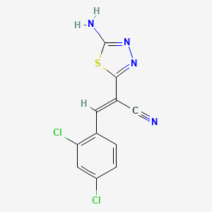 molecular formula C11H6Cl2N4S B2371681 (E)-2-(5-amino-1,3,4-thiadiazol-2-yl)-3-(2,4-dichlorophenyl)prop-2-enenitrile CAS No. 338775-21-6