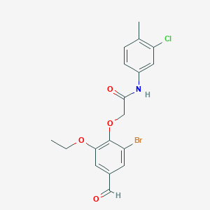 molecular formula C18H17BrClNO4 B2371683 2-(2-bromo-6-ethoxy-4-formylphenoxy)-N-(3-chloro-4-methylphenyl)acetamide CAS No. 552841-34-6