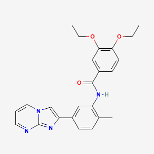 molecular formula C24H24N4O3 B2371697 3,4-diethoxy-N-(5-(imidazo[1,2-a]pyrimidin-2-yl)-2-methylphenyl)benzamide CAS No. 862810-28-4