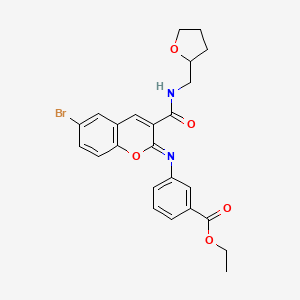 molecular formula C24H23BrN2O5 B2371706 ethyl 3-({(2Z)-6-bromo-3-[(tetrahydrofuran-2-ylmethyl)carbamoyl]-2H-chromen-2-ylidene}amino)benzoate CAS No. 1327169-22-1