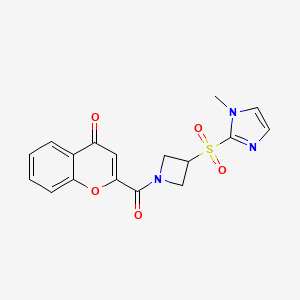 molecular formula C17H15N3O5S B2371708 2-(3-((1-methyl-1H-imidazol-2-yl)sulfonyl)azetidine-1-carbonyl)-4H-chromen-4-one CAS No. 2034358-01-3