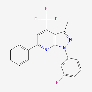 molecular formula C20H13F4N3 B2371716 1-(3-fluorophenyl)-3-methyl-6-phenyl-4-(trifluoromethyl)-1H-pyrazolo[3,4-b]pyridine CAS No. 866142-70-3