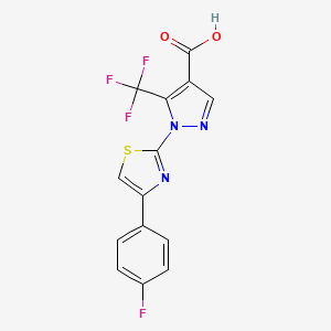 molecular formula C14H7F4N3O2S B2371718 1-[4-(4-fluorophenyl)-1,3-thiazol-2-yl]-5-(trifluoromethyl)-1H-pyrazole-4-carboxylic acid CAS No. 385416-16-0
