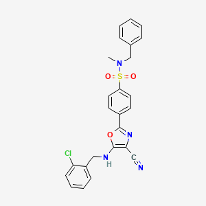 molecular formula C25H21ClN4O3S B2371724 N-benzyl-4-{5-[(2-chlorobenzyl)amino]-4-cyano-1,3-oxazol-2-yl}-N-methylbenzenesulfonamide CAS No. 941250-28-8