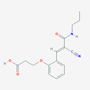 molecular formula C16H18N2O4 B2371733 3-[2-[(E)-2-Cyano-3-oxo-3-(propylamino)prop-1-enyl]phenoxy]propanoic acid CAS No. 2173622-20-1