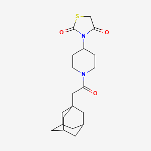 molecular formula C20H28N2O3S B2371735 3-(1-(2-((3r,5r,7r)-Adamantan-1-yl)acetyl)piperidin-4-yl)thiazolidine-2,4-dione CAS No. 1798486-50-6