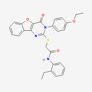 molecular formula C28H25N3O4S B2371748 2-((3-(4-ethoxyphenyl)-4-oxo-3,4-dihydrobenzofuro[3,2-d]pyrimidin-2-yl)thio)-N-(2-ethylphenyl)acetamide CAS No. 895646-47-6