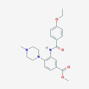 molecular formula C22H27N3O4 B237175 1-(Cyclopropylcarbonyl)-4-{[2-(pyrrolidin-1-ylcarbonyl)phenoxy]methyl}piperidine 