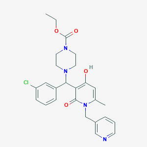 Ethyl 4-((3-chlorophenyl)(4-hydroxy-6-methyl-2-oxo-1-(pyridin-3-ylmethyl)-1,2-dihydropyridin-3-yl)methyl)piperazine-1-carboxylate