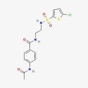 molecular formula C15H16ClN3O4S2 B2371761 4-乙酰氨基-N-(2-(5-氯噻吩-2-磺酰胺)乙基)苯甲酰胺 CAS No. 1091398-53-6