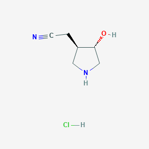 molecular formula C6H11ClN2O B2371763 2-((3R,4S)-4-Hydroxypyrrolidin-3-yl)acetonitrile hydrochloride CAS No. 2227679-49-2