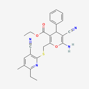ethyl 6-amino-5-cyano-2-{[(3-cyano-6-ethyl-5-methylpyridin-2-yl)sulfanyl]methyl}-4-phenyl-4H-pyran-3-carboxylate