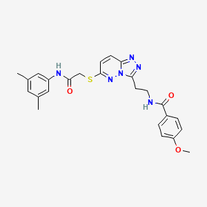 molecular formula C25H26N6O3S B2371767 N-(2-(6-((2-((3,5-dimethylphenyl)amino)-2-oxoethyl)thio)-[1,2,4]triazolo[4,3-b]pyridazin-3-yl)ethyl)-4-methoxybenzamide CAS No. 872995-58-9