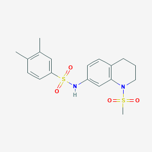 molecular formula C18H22N2O4S2 B2371774 3,4-dimethyl-N-(1-methylsulfonyl-3,4-dihydro-2H-quinolin-7-yl)benzenesulfonamide CAS No. 932320-57-5