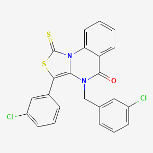 molecular formula C23H14Cl2N2OS2 B2371781 4-(3-chlorobenzyl)-3-(3-chlorophenyl)-1-thioxo-1H-thiazolo[3,4-a]quinazolin-5(4H)-one CAS No. 872199-44-5