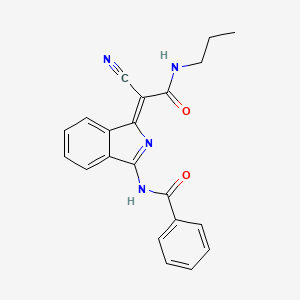 molecular formula C21H18N4O2 B2371792 (Z)-N-(1-(1-氰基-2-氧代-2-(丙氨基)乙叉基)-1H-异吲哚-3-基)苯甲酰胺 CAS No. 900901-81-7