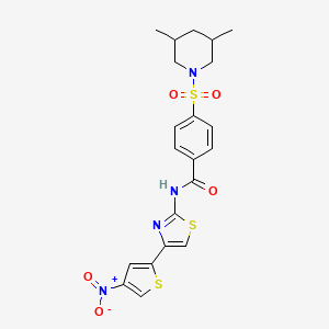 molecular formula C21H22N4O5S3 B2371801 4-((3,5-dimethylpiperidin-1-yl)sulfonyl)-N-(4-(4-nitrothiophen-2-yl)thiazol-2-yl)benzamide CAS No. 361480-45-7