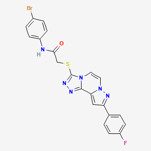 molecular formula C21H14BrFN6OS B2371803 N-(4-bromophenyl)-2-((9-(4-fluorophenyl)pyrazolo[1,5-a][1,2,4]triazolo[3,4-c]pyrazin-3-yl)thio)acetamide CAS No. 1207032-14-1