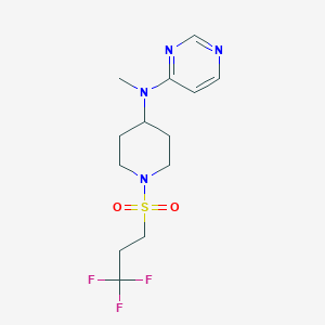 molecular formula C13H19F3N4O2S B2371808 N-Methyl-N-[1-(3,3,3-trifluoropropylsulfonyl)piperidin-4-yl]pyrimidin-4-amine CAS No. 2415541-88-5
