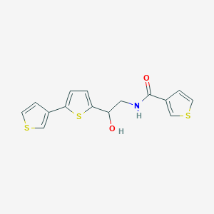 molecular formula C15H13NO2S3 B2371811 N-[2-Hydroxy-2-(5-thiophen-3-ylthiophen-2-yl)ethyl]thiophene-3-carboxamide CAS No. 2309753-15-7