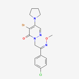 molecular formula C17H18BrClN4O2 B2371818 4-bromo-2-[2-(4-chlorophenyl)-2-(methoxyimino)ethyl]-5-(1-pyrrolidinyl)-3(2H)-pyridazinone CAS No. 477860-49-4