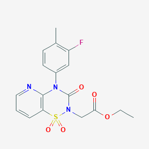 ethyl 2-(4-(3-fluoro-4-methylphenyl)-1,1-dioxido-3-oxo-3,4-dihydro-2H-pyrido[2,3-e][1,2,4]thiadiazin-2-yl)acetate