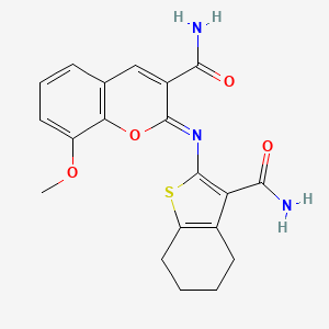 molecular formula C20H19N3O4S B2371842 (2Z)-2-{[3-(aminocarbonyl)-4,5,6,7-tetrahydro-1-benzothien-2-yl]imino}-8-methoxy-2H-chromene-3-carboxamide CAS No. 325799-95-9