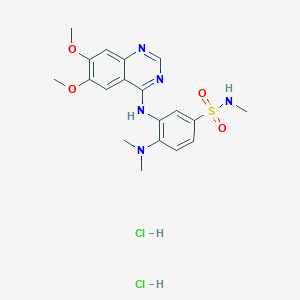 molecular formula C19H25Cl2N5O4S B2371848 Benzenesulfonamide,3-[(6,7-dimethoxy-4-quinazolinyl)amino]-4-(dimethylamino)-N-methyl-, hydrochloride (1:2) CAS No. 1301760-19-9