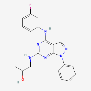 molecular formula C20H19FN6O B2371853 1-({4-[(3-fluorophenyl)amino]-1-phenyl-1H-pyrazolo[3,4-d]pyrimidin-6-yl}amino)propan-2-ol CAS No. 955337-24-3