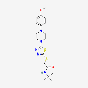 molecular formula C19H27N5O2S2 B2371858 N-(tert-butyl)-2-((5-(4-(4-methoxyphenyl)piperazin-1-yl)-1,3,4-thiadiazol-2-yl)thio)acetamide CAS No. 1105225-42-0