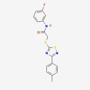 molecular formula C17H14FN3OS2 B2371860 N-(3-fluorophenyl)-2-((3-(p-tolyl)-1,2,4-thiadiazol-5-yl)thio)acetamide CAS No. 864917-15-7