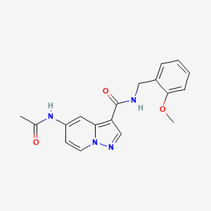 molecular formula C18H18N4O3 B2371862 5-acetamido-N-(2-methoxybenzyl)pyrazolo[1,5-a]pyridine-3-carboxamide CAS No. 2034544-65-3