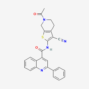 molecular formula C26H20N4O2S B2371873 N-(6-acetyl-3-cyano-4,5,6,7-tetrahydrothieno[2,3-c]pyridin-2-yl)-2-phenylquinoline-4-carboxamide CAS No. 864858-69-5