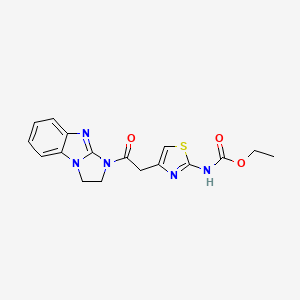 molecular formula C17H17N5O3S B2371876 ethyl (4-(2-(2,3-dihydro-1H-benzo[d]imidazo[1,2-a]imidazol-1-yl)-2-oxoethyl)thiazol-2-yl)carbamate CAS No. 1203108-88-6