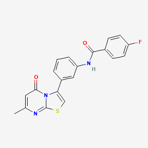molecular formula C20H14FN3O2S B2371882 4-氟-N-(3-(7-甲基-5-氧代-5H-噻唑并[3,2-a]嘧啶-3-基)苯基)苯甲酰胺 CAS No. 1021039-56-4