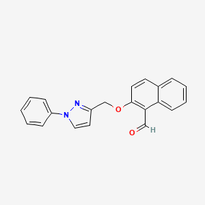 molecular formula C21H16N2O2 B2371898 2-[(1-Phenylpyrazol-3-yl)methoxy]naphthalene-1-carbaldehyde CAS No. 1375234-59-5