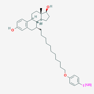 molecular formula C22H24D5NO2 B237190 (7R,8R,9S,13S,14S,17S)-7-[11-(4-(125I)Iodanylphenoxy)undecyl]-13-methyl-6,7,8,9,11,12,14,15,16,17-decahydrocyclopenta[a]phenanthrene-3,17-diol CAS No. 132054-36-5