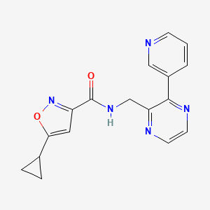 molecular formula C17H15N5O2 B2371904 5-cyclopropyl-N-((3-(pyridin-3-yl)pyrazin-2-yl)methyl)isoxazole-3-carboxamide CAS No. 2034466-49-2
