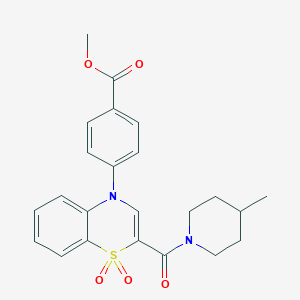 molecular formula C23H24N2O5S B2371907 methyl 4-{2-[(4-methylpiperidin-1-yl)carbonyl]-1,1-dioxido-4H-1,4-benzothiazin-4-yl}benzoate CAS No. 1251624-30-2