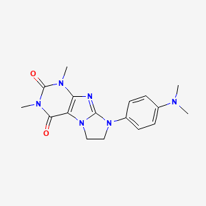 molecular formula C17H20N6O2 B2371917 8-[4-(Dimethylamino)phenyl]-1,3-dimethyl-1,3,5-trihydroimidazolidino[1,2-h]pur ine-2,4-dione CAS No. 923168-60-9