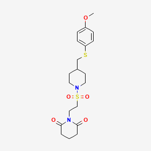 molecular formula C20H28N2O5S2 B2371921 1-(2-((4-(((4-Methoxyphenyl)thio)methyl)piperidin-1-yl)sulfonyl)ethyl)piperidine-2,6-dione CAS No. 1421523-19-4