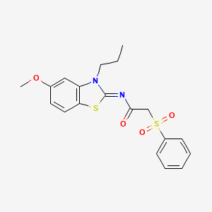 molecular formula C19H20N2O4S2 B2371925 2-(benzenesulfonyl)-N-(5-methoxy-3-propyl-1,3-benzothiazol-2-ylidene)acetamide CAS No. 898357-80-7
