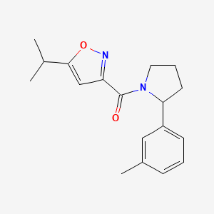molecular formula C18H22N2O2 B2371928 3-[2-(3-Methylphenyl)pyrrolidine-1-carbonyl]-5-(propan-2-yl)-1,2-oxazole CAS No. 1031585-85-9