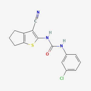 molecular formula C15H12ClN3OS B2371931 1-(3-chlorophenyl)-3-(3-cyano-5,6-dihydro-4H-cyclopenta[b]thiophen-2-yl)urea CAS No. 361375-19-1