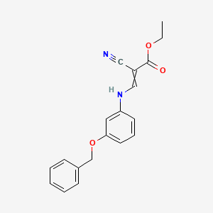 molecular formula C19H18N2O3 B2371963 Ethyl 2-cyano-3-(3-phenylmethoxyanilino)prop-2-enoate CAS No. 909512-78-3